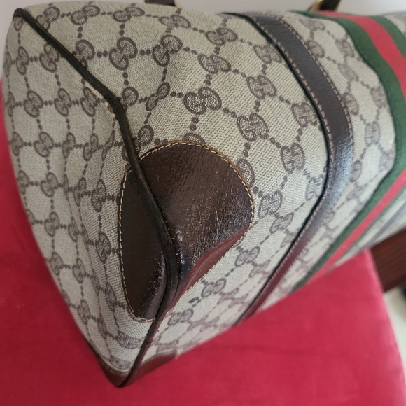 Gucci GG Monogram Supreme Sherry Web Ophidia Boston 35 Authentic Vintage.. - Picture 15 of 16